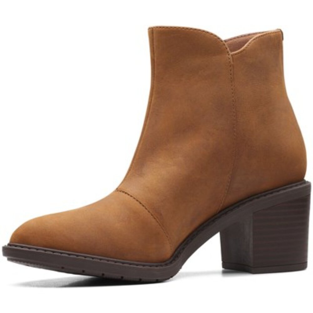 Clarks Tan Leather Ankle Booties